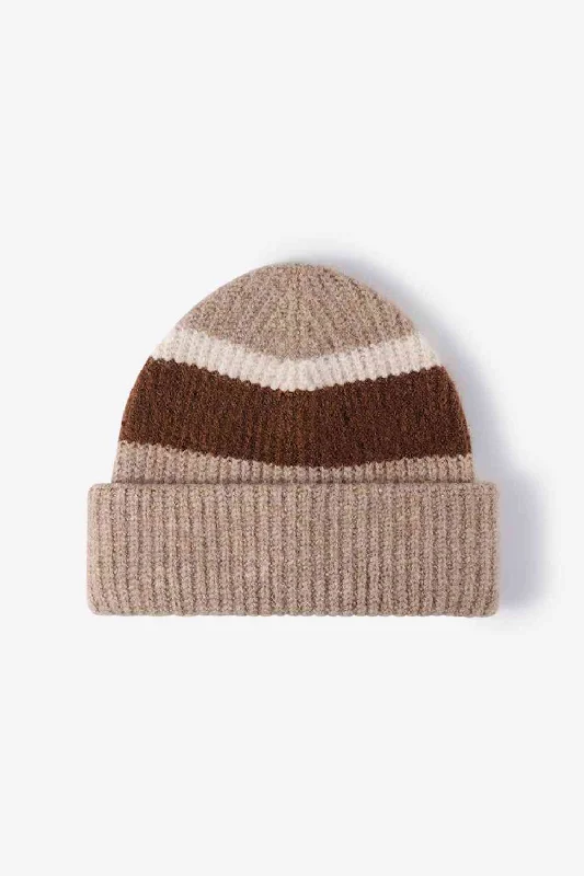 Simple Cotton Style Simple Cotton Style Tricolor Cuffed Knit Beanie
