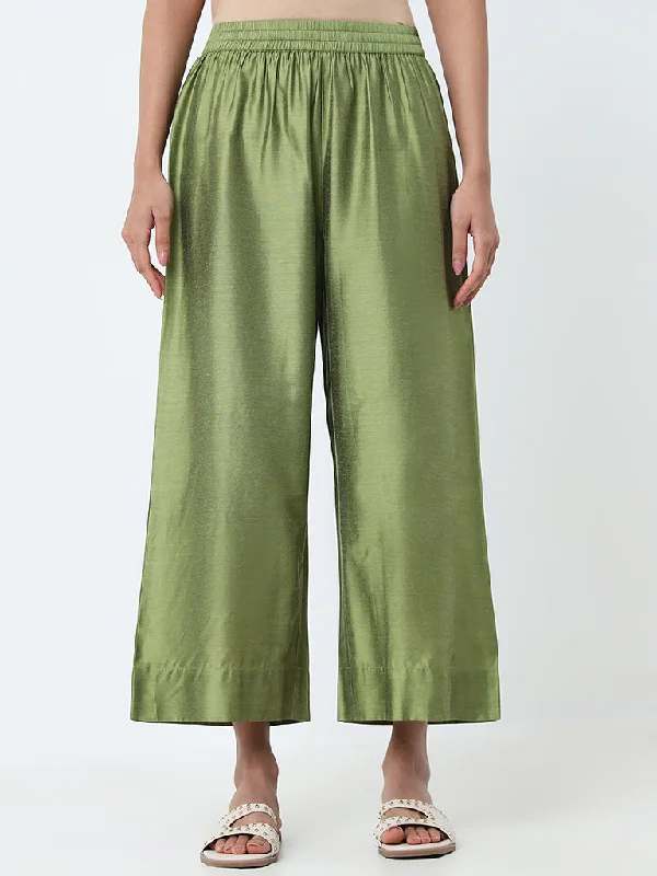 Romantic Exquisite Style Romantic Exquisite Style Utsa Sage Solid High-Rise Ethnic Pants Romantic Exquisite Style Romantic Exquisite Style Utsa Sage Solid High-Rise Ethnic Pants