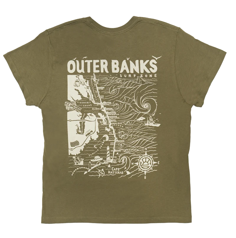 Romantic Pastoral Style Romantic Pastoral Style REAL Outer Banks Map Wmn's Boyfriend Tee-Military Green Romantic Pastoral Style Romantic Pastoral Style REAL Outer Banks Map Wmn's Boyfriend Tee-Military Green