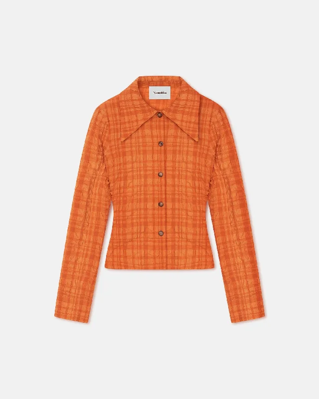 Line Style Line Style Lotte - Checked Seersucker Shirt - Sunset Orange