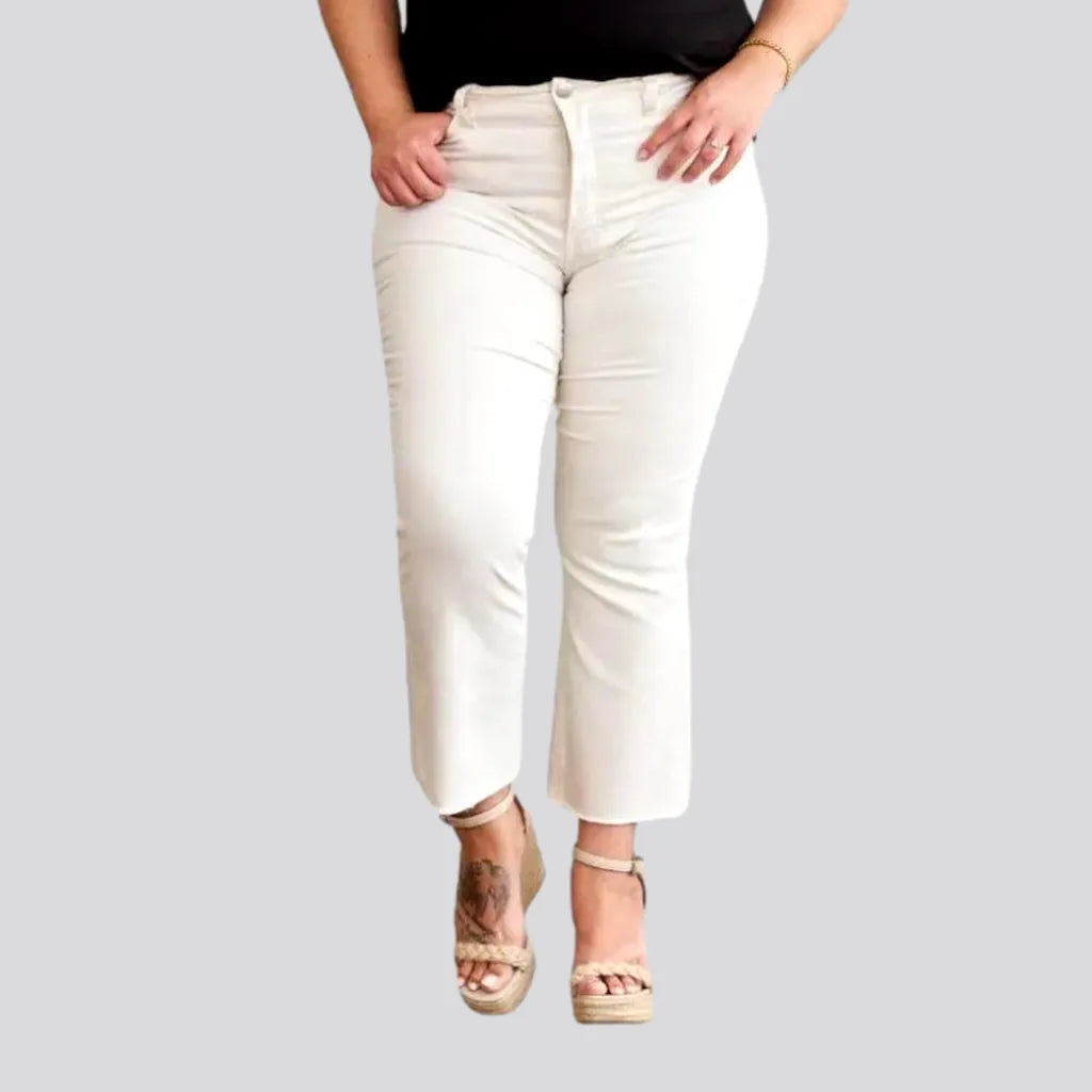 Casual Basic Style Casual Basic Style Sand high-waist jeans
 for ladies