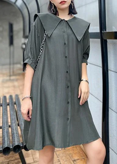 Simple Fashion Style Simple Fashion Style Organic gray green Tunics Sailor Collar Dresses summer Dresses Simple Fashion Style Simple Fashion Style Organic gray green Tunics Sailor Collar Dresses summer Dresses