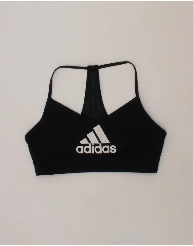 Simple And Comfortable Style Simple And Comfortable Style ADIDAS Womens Graphic Sport Bra Top UK 8/10 Small Black Polyester