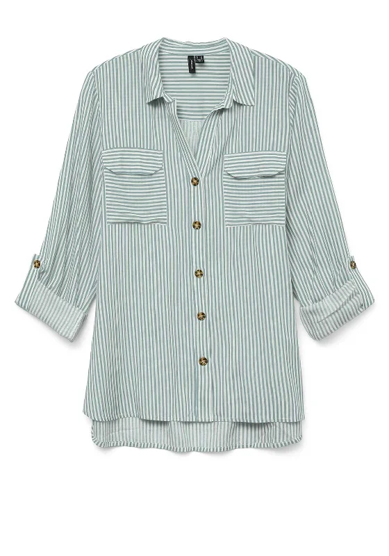 Urban Wear Trends Urban Wear Trends Vero Moda Bumpy Striped Shirt, Green and White