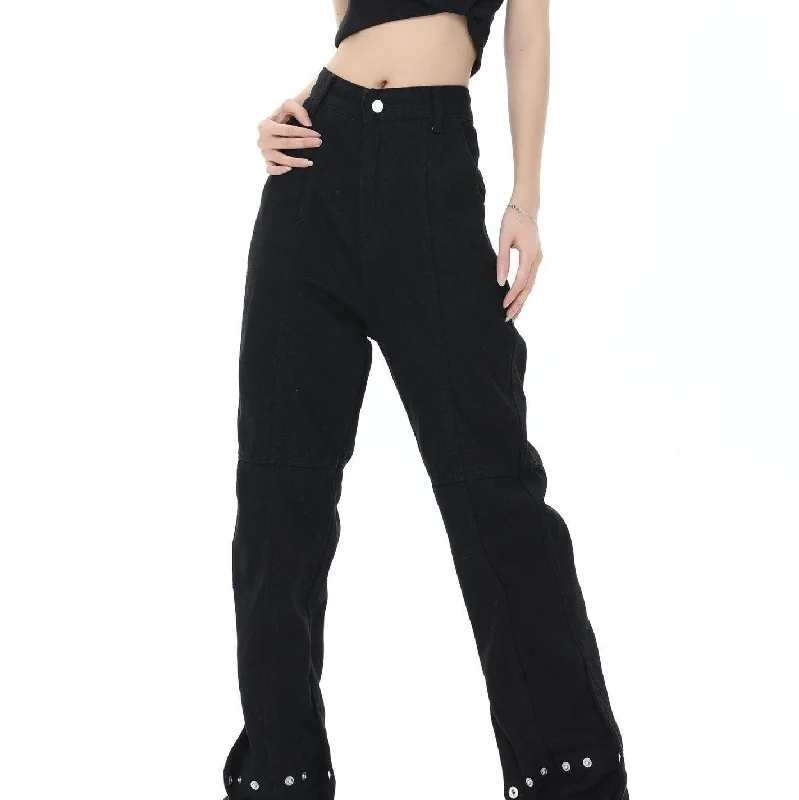 Elegant And Generous Elegant And Generous American-style Distressed Heavy Industry Straight Casual Jeans Elegant And Generous Elegant And Generous American-style Distressed Heavy Industry Straight Casual Jeans