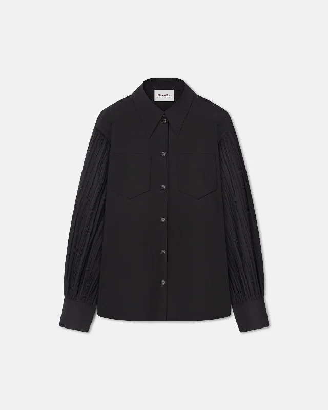 Elegant And Luxurious Feeling Elegant And Luxurious Feeling Nele - Pleated Poplin Shirt - Black Elegant And Luxurious Feeling Elegant And Luxurious Feeling Nele - Pleated Poplin Shirt - Black