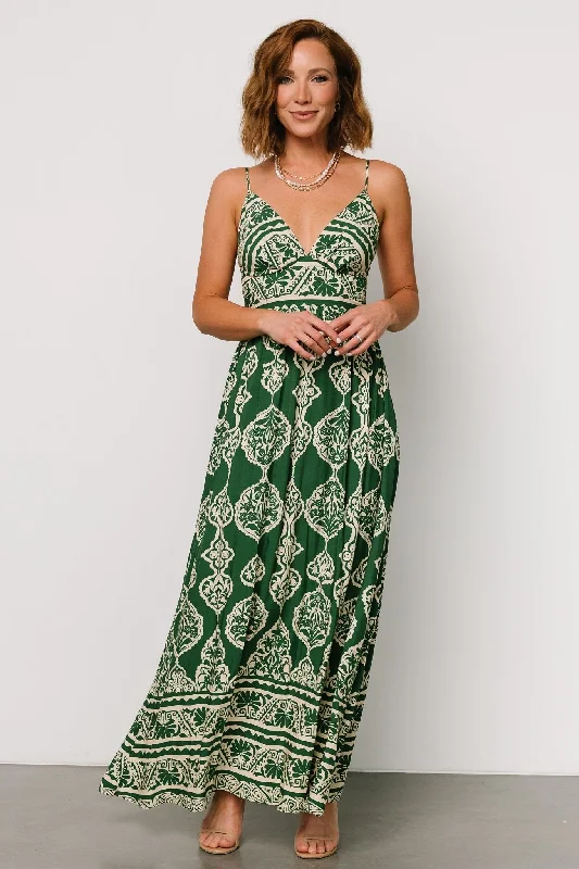 Elegant And Noble Style Elegant And Noble Style Davinah V Neck Maxi Dress | Green Print