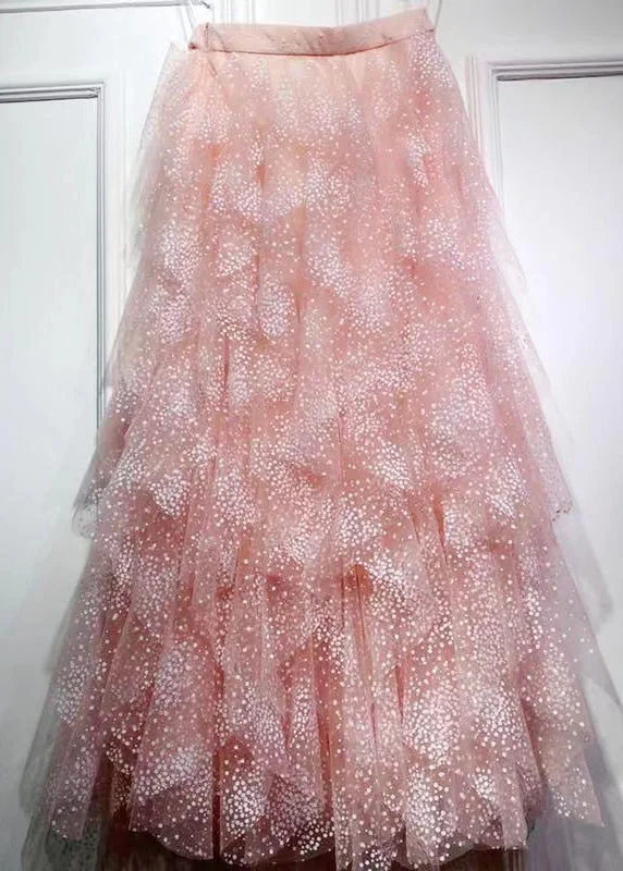 Casual Print Design Casual Print Design Style Pink Asymmetrical Wrinkled Elastic Waist Tulle Skirts Spring Casual Print Design Casual Print Design Style Pink Asymmetrical Wrinkled Elastic Waist Tulle Skirts Spring