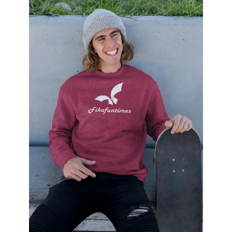 Casual Version Casual Version Unisex Ribbed Knit Collar Fikafuntimes Print Sweatshirt