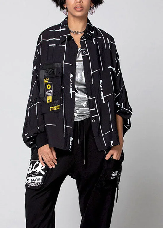 Elegant And Sweet Style Elegant And Sweet Style Plus Size Black Asymmetrical print Patchwork Shirts Spring Elegant And Sweet Style Elegant And Sweet Style Plus Size Black Asymmetrical print Patchwork Shirts Spring