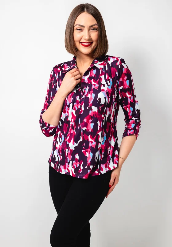 Casual Classic Design Casual Classic Design Leon Collection Abstract Print Jersey Blouse, Purple Casual Classic Design Casual Classic Design Leon Collection Abstract Print Jersey Blouse, Purple