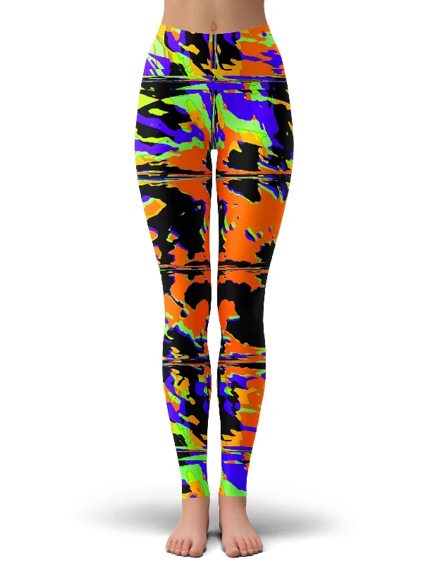 Elegant Slim Skirt Elegant Slim Skirt Orange Violet Rave Glitch Leggings