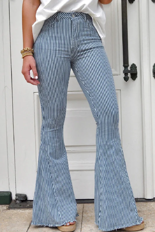 Casual Denim Style Casual Denim Style Mile High Pin Stripe Bell Bottoms