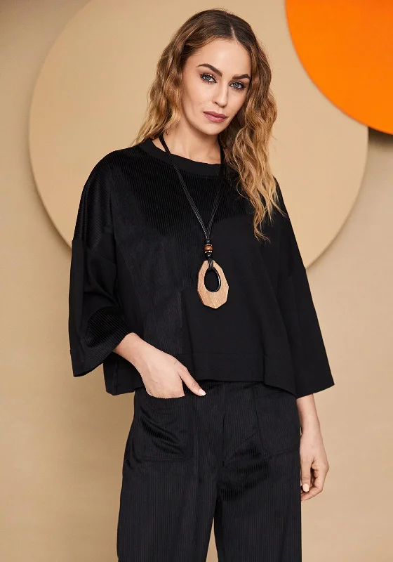 Romantic Tenderness Romantic Tenderness Naya Cord Wide Top, Black
