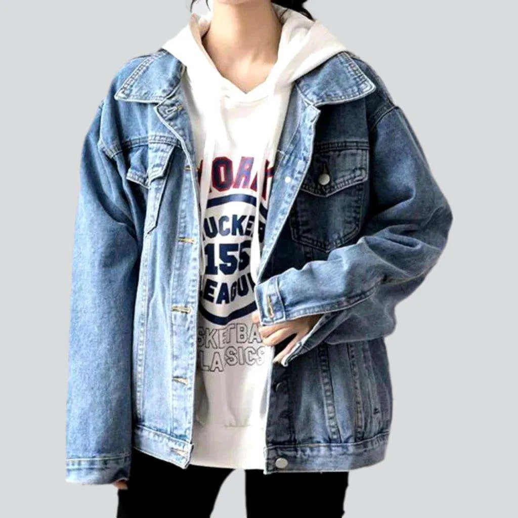 Personalized Text Personalized Text 90s light-wash denim jacket
 for ladies