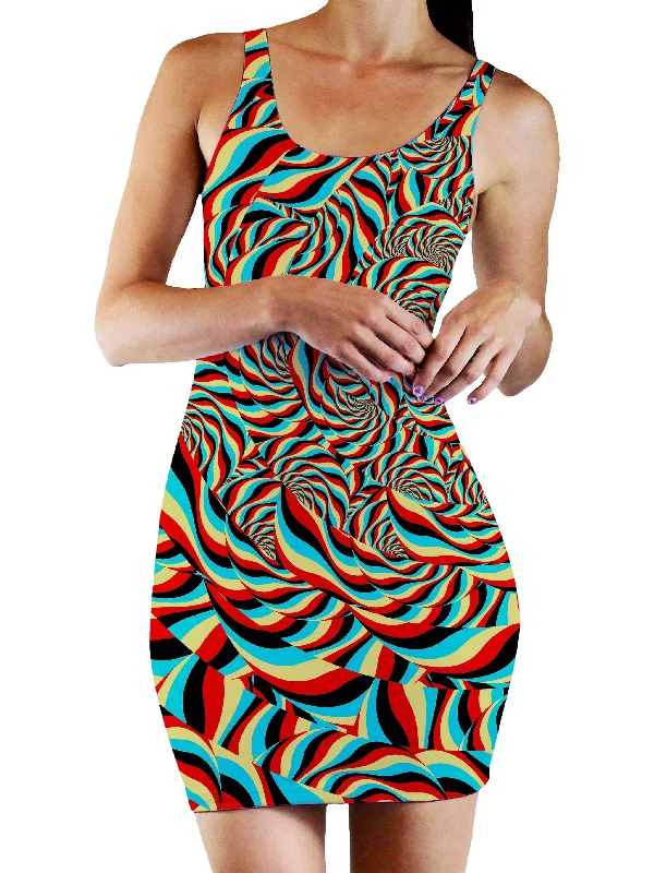 Unique Personality Unique Personality Trippy Swirl Bodycon Mini Dress