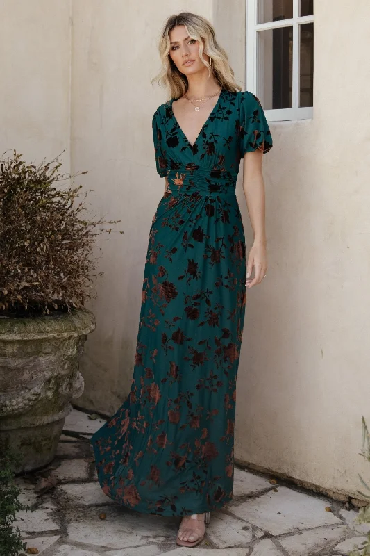 Chic Style Chic Style Leslie Velvet Maxi Dress | Bronze + Jade