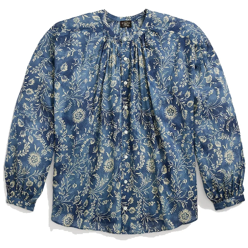Elegant Lace Style Elegant Lace Style RRL by Ralph Lauren Womens Floral-Print Cotton Voile Blouse Faded Blue Elegant Lace Style Elegant Lace Style RRL by Ralph Lauren Womens Floral-Print Cotton Voile Blouse Faded Blue