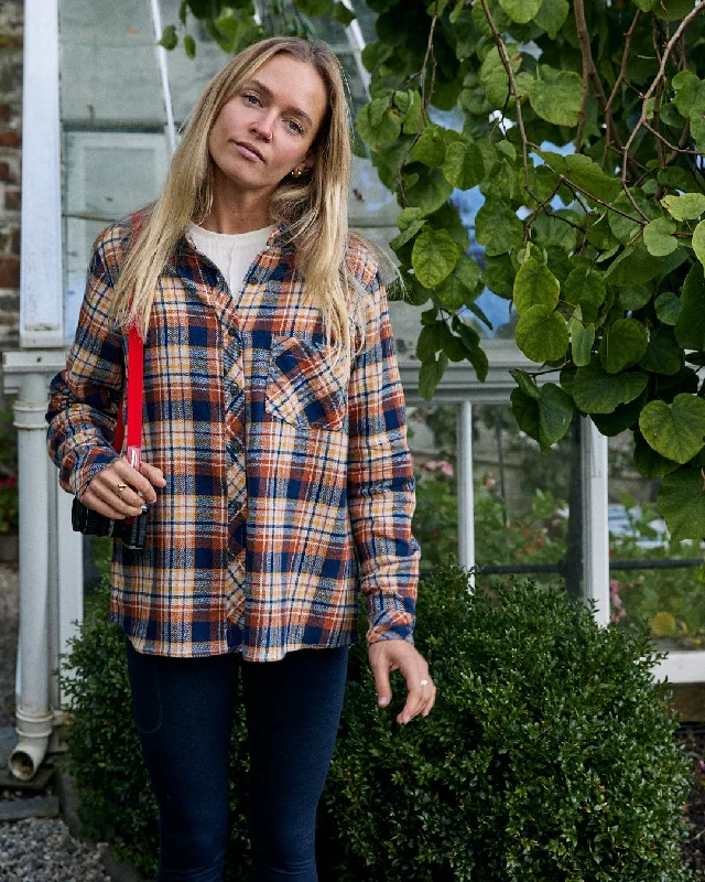 Romantic Exquisite Style Romantic Exquisite Style Rosalin - Womens Check Shirt - Burnt Orange Romantic Exquisite Style Romantic Exquisite Style Rosalin - Womens Check Shirt - Burnt Orange