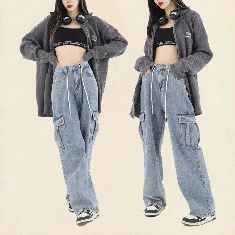 Casual Light Style Casual Light Style Washed Loose Fitting Casual Pants