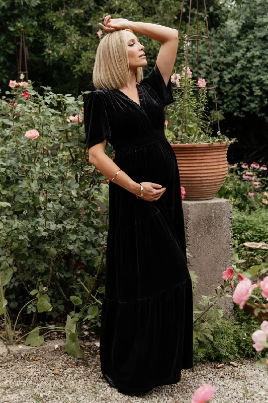 Elegant Interpretation Design Elegant Interpretation Design Artemis Velvet Maxi Dress | Black