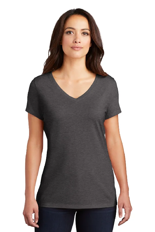 Elegant And Sweet Style Elegant And Sweet Style District Womens Perfect Tri Short Sleeve V-Neck T-Shirt - Heather Charcoal Grey