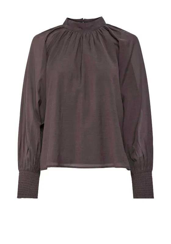 Elegant And Sweet Style Elegant And Sweet Style Y.A.S Rita High Neck Blouse, Brown