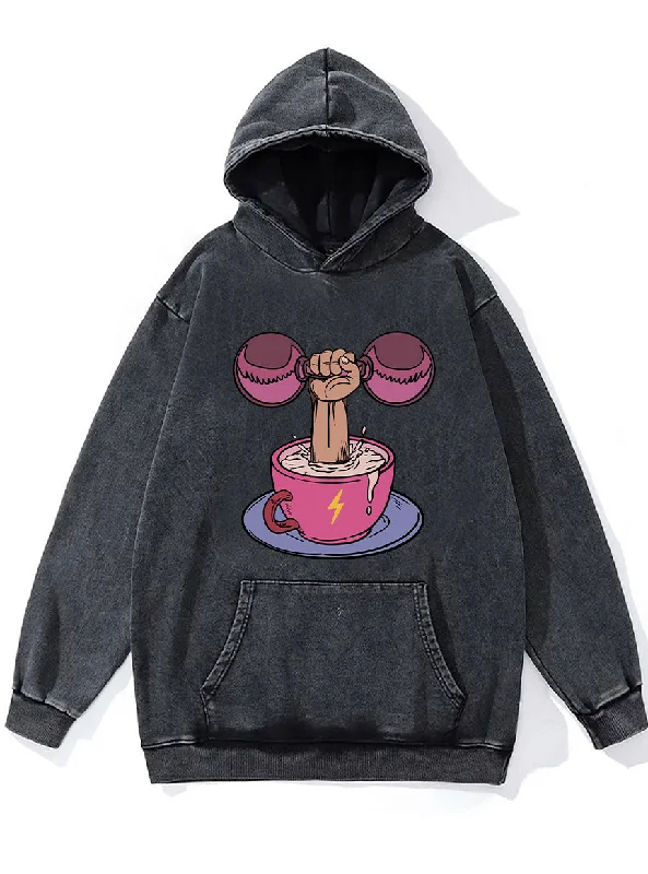 Simple Fresh Feeling Simple Fresh Feeling Coffee and Barbells WASHED GYM HOODIE