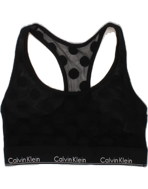 Casual Print Design Casual Print Design CALVIN KLEIN Womens Graphic Sport Bra Top UK 12 Medium Black Polka Dot