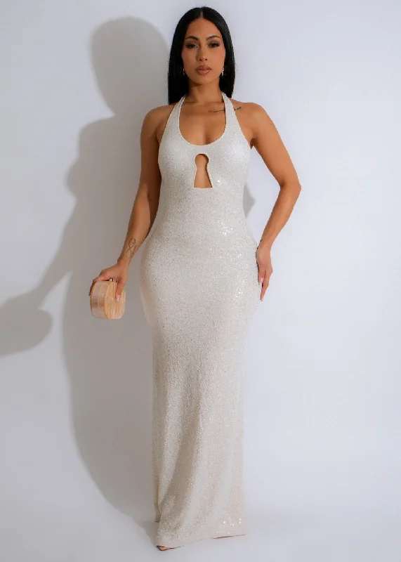 Personalized Art Style Personalized Art Style Luminous Aura Glitter Maxi Dress White Personalized Art Style Personalized Art Style Luminous Aura Glitter Maxi Dress White