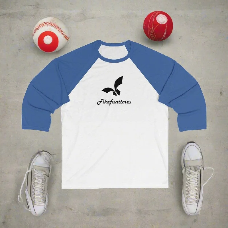 Casual Fit Style Casual Fit Style Unisex Fikafuntimes Logo Print Contrast Block Color Baseball T-Shirt Casual Fit Style Casual Fit Style Unisex Fikafuntimes Logo Print Contrast Block Color Baseball T-Shirt