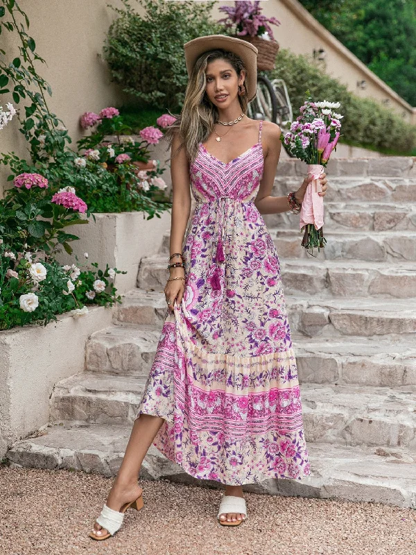 Personalized Heterogeneous Splicing Personalized Heterogeneous Splicing Tassel Printed V-Neck Maxi Dress Personalized Heterogeneous Splicing Personalized Heterogeneous Splicing Tassel Printed V-Neck Maxi Dress