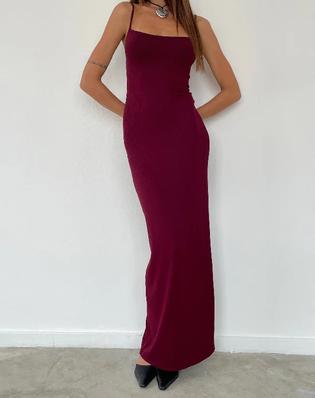 Simple Cotton Style Simple Cotton Style Cantha Maxi Dress in Rib Burgundy
