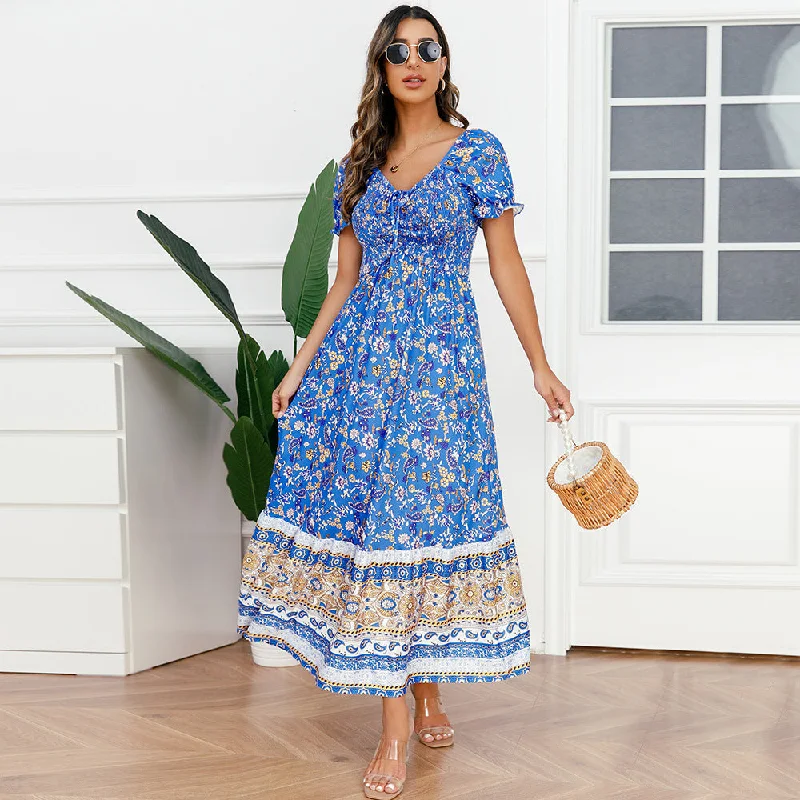 Personalized Heterogeneous Splicing Personalized Heterogeneous Splicing Fashion Summer Floral Long Maxi Dresses Personalized Heterogeneous Splicing Personalized Heterogeneous Splicing Fashion Summer Floral Long Maxi Dresses
