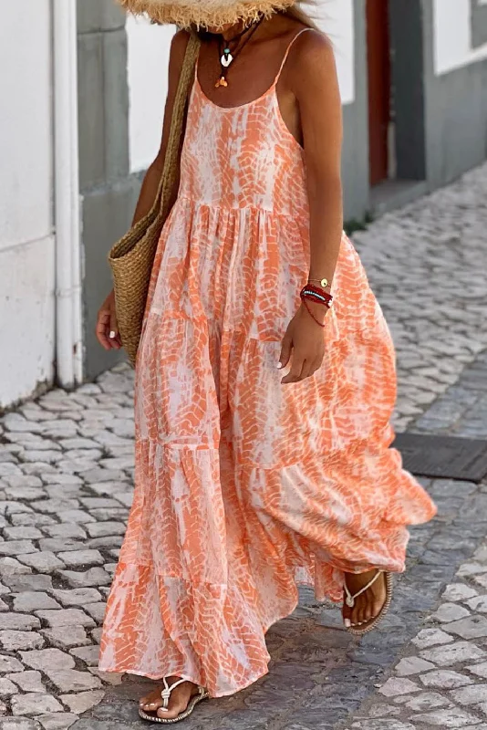 Elegant Feminine Style Elegant Feminine Style Printed Scoop Neck Maxi Cami Dress