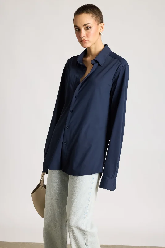 Elegant High Waist Style Elegant High Waist Style Women's Polyamide Shirt- Navy Blue Elegant High Waist Style Elegant High Waist Style Women's Polyamide Shirt- Navy Blue
