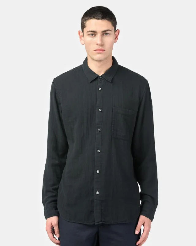 Casual Basic Style Casual Basic Style French Seam Double Gauze in Black