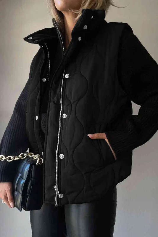 Unique Personality Unique Personality Collared Neck Vest with Pockets