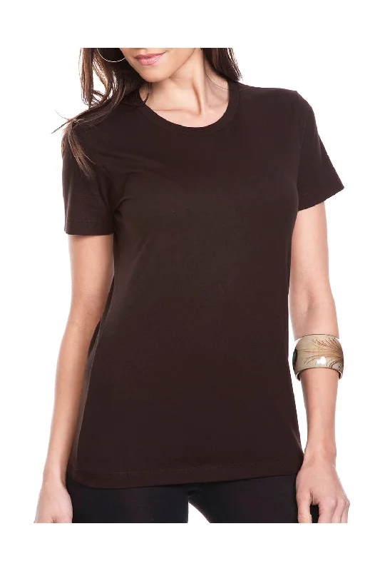 Casual Simple Style Casual Simple Style Next Level Womens Boyfriend Fine Jersey Short Sleeve Crewneck T-Shirt - Dark Chocolate Brown - Closeout