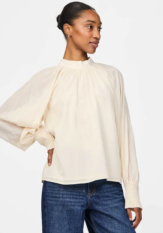 Elegant And Intellectual Style Elegant And Intellectual Style Y.A.S Rita High Neck Blouse, Cream Elegant And Intellectual Style Elegant And Intellectual Style Y.A.S Rita High Neck Blouse, Cream