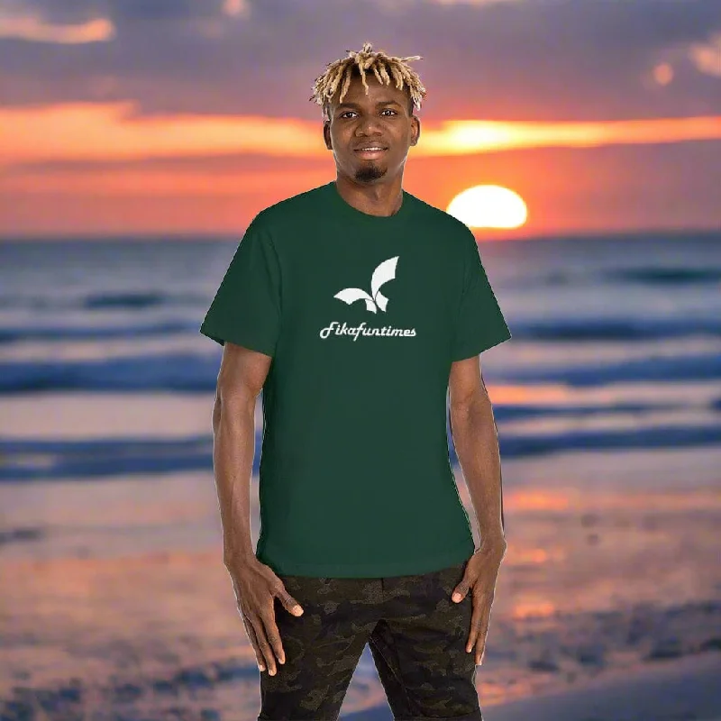 Casual Sports Suit Casual Sports Suit Unisex Fikafuntimes Logo Print Preshrunk Cotton T-Shirt