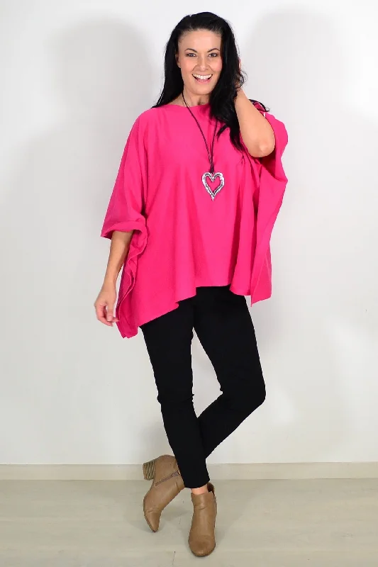 Personalized Independent Style Personalized Independent Style Hot Pink Cozy Tunic Poncho Personalized Independent Style Personalized Independent Style Hot Pink Cozy Tunic Poncho