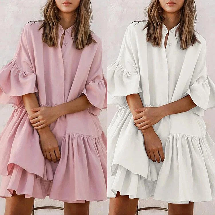 Romantic Skirt Design Romantic Skirt Design Sweet White and Pink Shirt Dresses