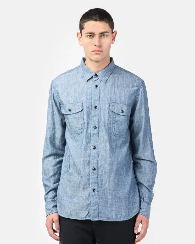 Elegant And Sweet Style Elegant And Sweet Style Casual Flap Chambray Double Gauze in Indigo