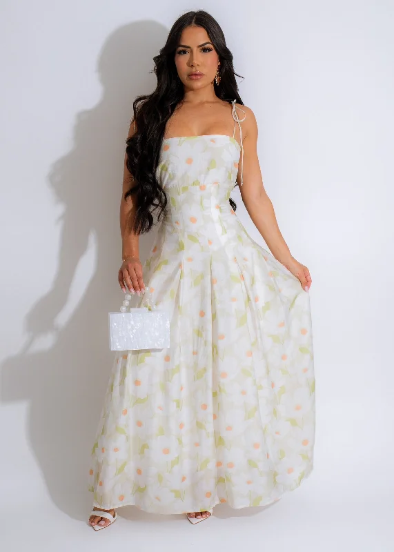 Elegant Long Skirt Style Elegant Long Skirt Style Floral Elegance Maxi Dress Green
