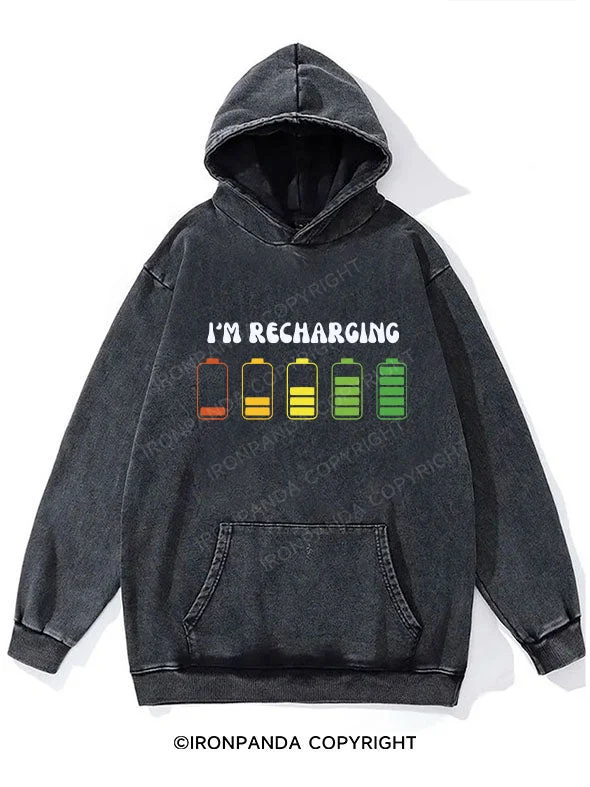 Romantic Retro Style Romantic Retro Style I'm Recharging WASHED GYM HOODIE