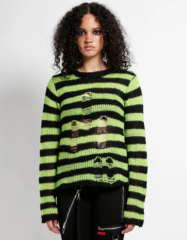 Cozy Wear Cozy Wear RAG STRIPE SWEATER LIME