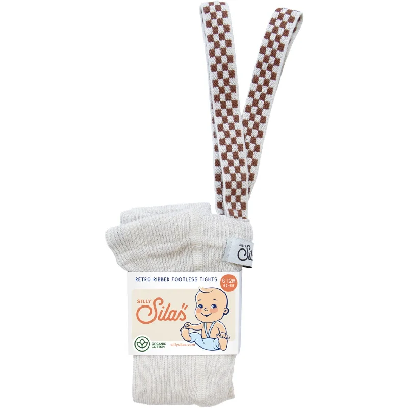 Simple Fashion Style Simple Fashion Style Silly Silas Cream Blend Checked Footless Tights Simple Fashion Style Simple Fashion Style Silly Silas Cream Blend Checked Footless Tights