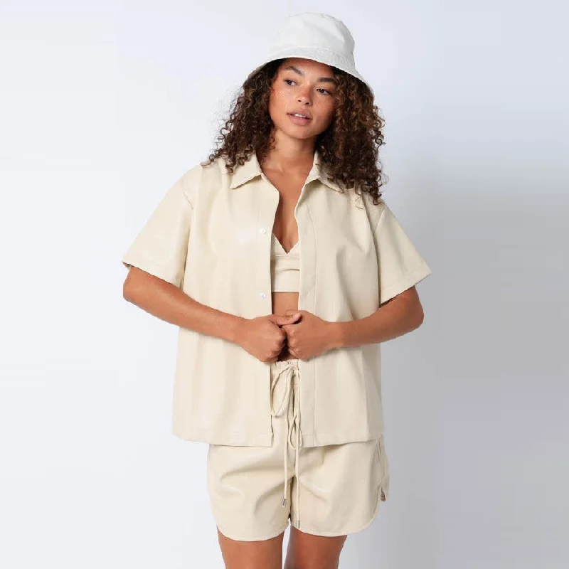 Romantic Dinner Romantic Dinner PU Button Down Shirt (Cream)
