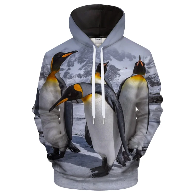 Elegant Interpretation Design Elegant Interpretation Design Penguin Family 3D Sweatshirt Hoodie Pullover